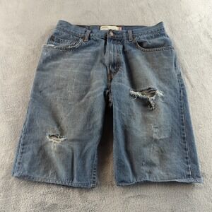 Vintage Levis 569 Jean Shorts Fits 30 Blue Faded Distressed Thrashed Baggy Skate